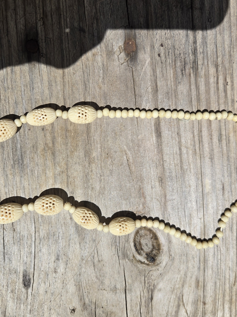Hand Carved Vintage Bone 1960's Necklace